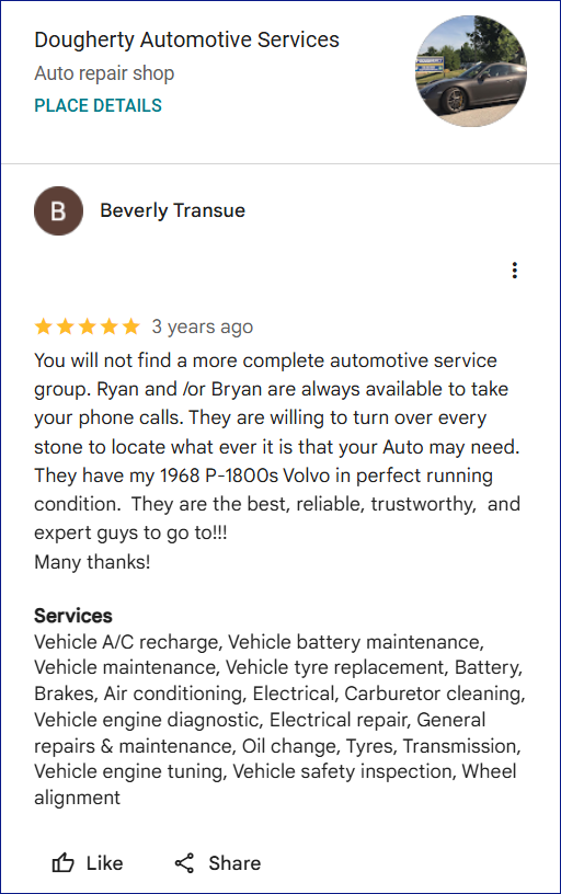 Review of Dougherty Automotive Services By Beverly Transue