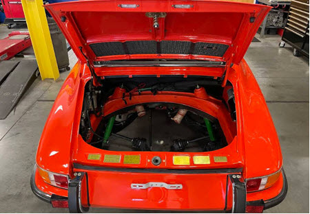 Classic Porsche 911 Car Having Engine & Transmission Service