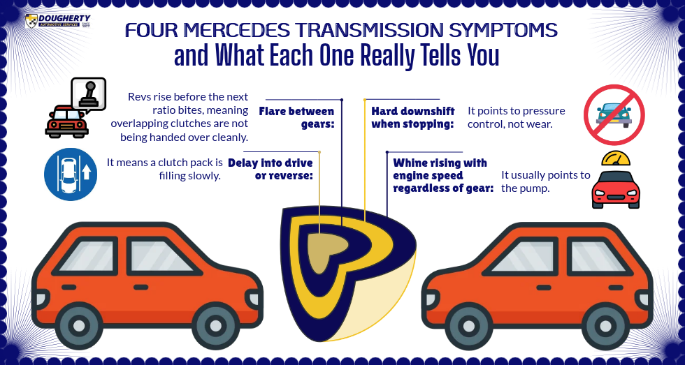 Four Mercedes Transmission Symptoms and What Each One Really Tells You
